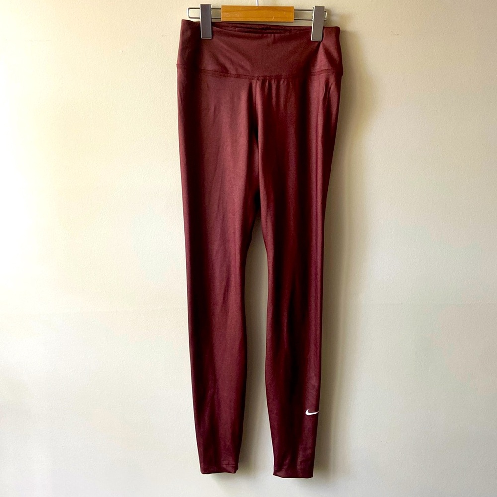 Metallic maroon Nike leggings